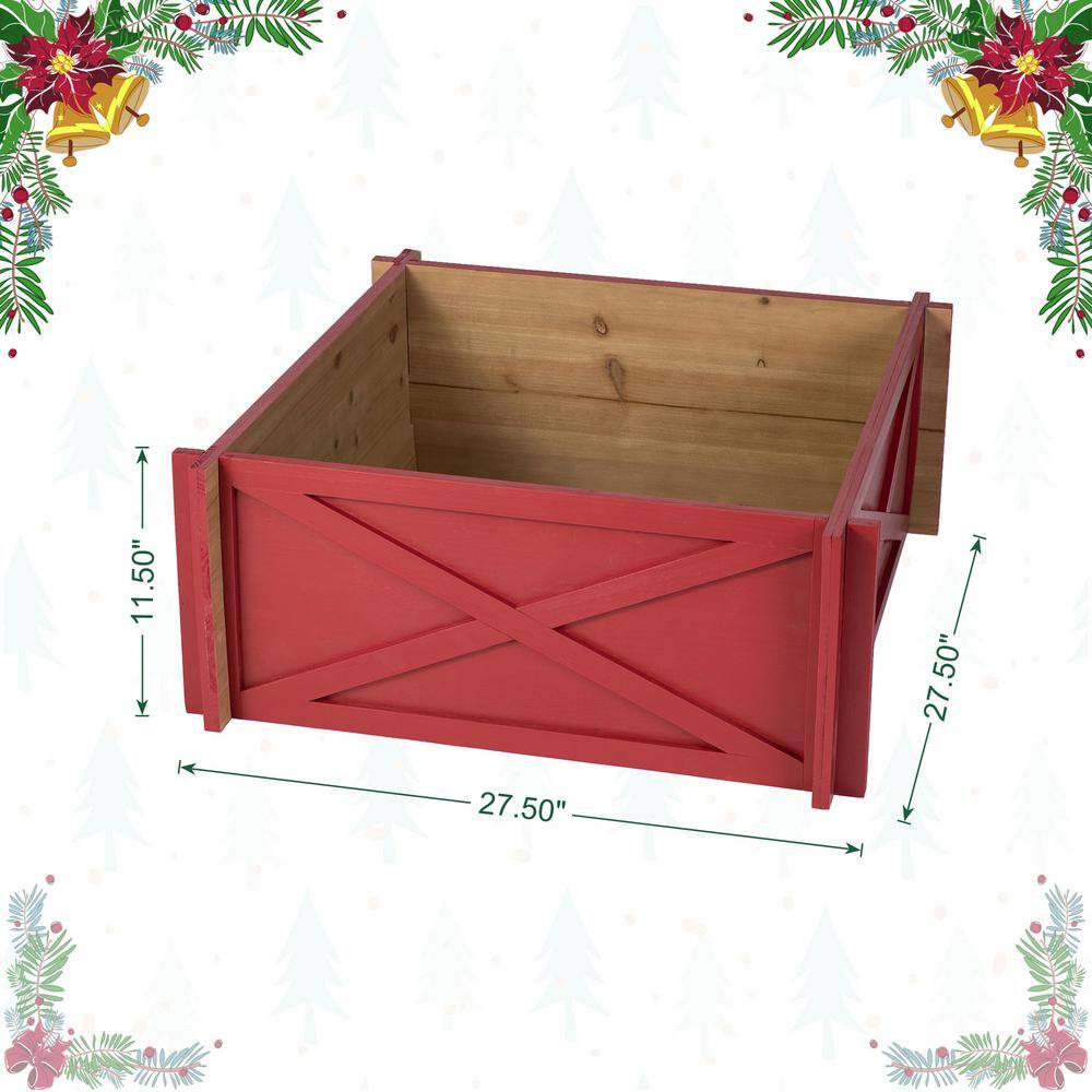 27.5 in. L Red Wooden Tree Collar - Hercitys