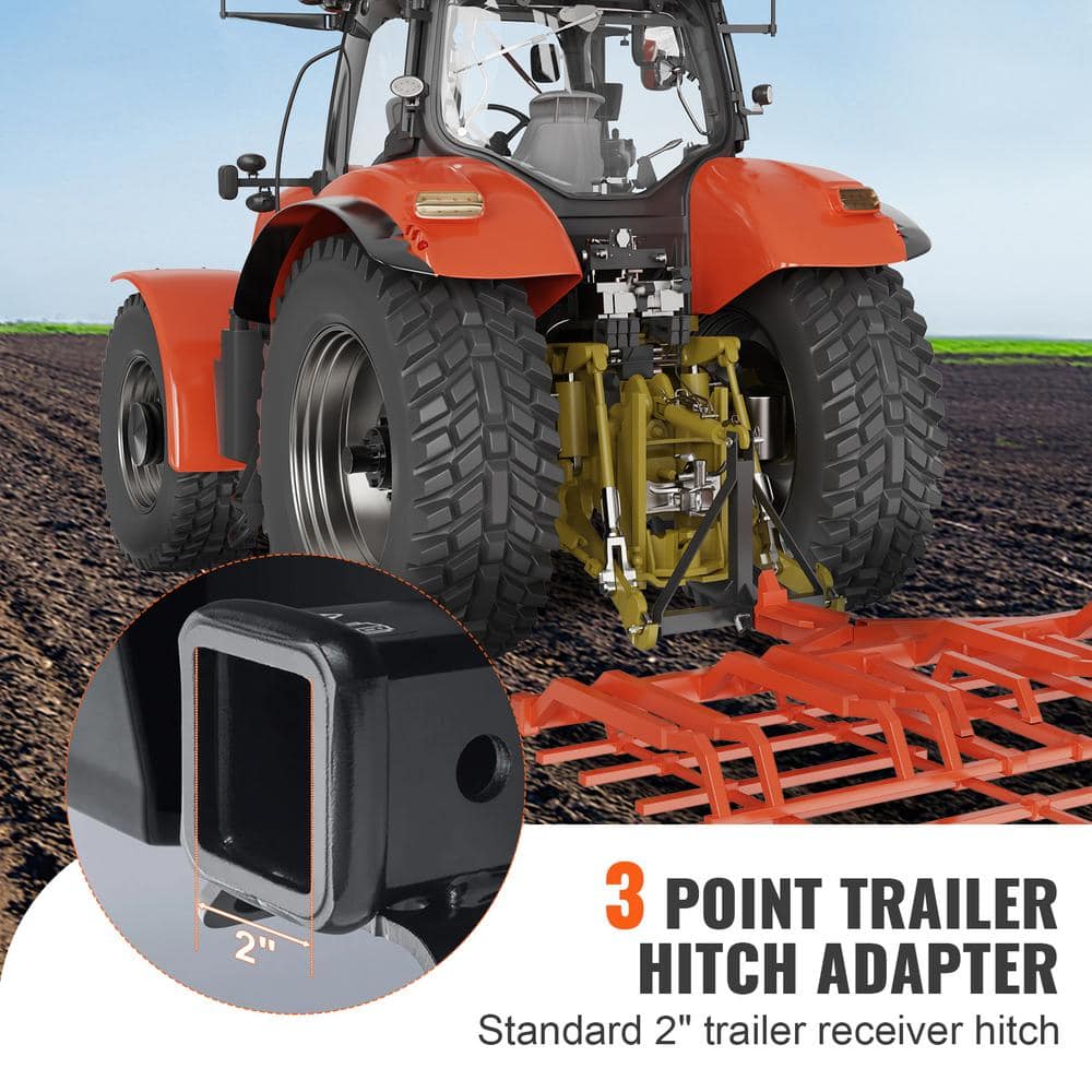 3 Point Hitch Receiver 3 Point 2 in. Receiver Trailer Hitch Category 1 Tractor Tow Drawbar Adapter with Pins, Compatible - Hercitys