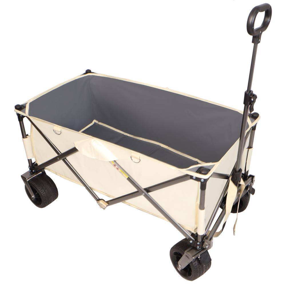 4.60 cu. ft. Fabric Garden Cart in Antique White and Gray, Heavy-Duty Utility Beach Wagon Cart - Hercitys