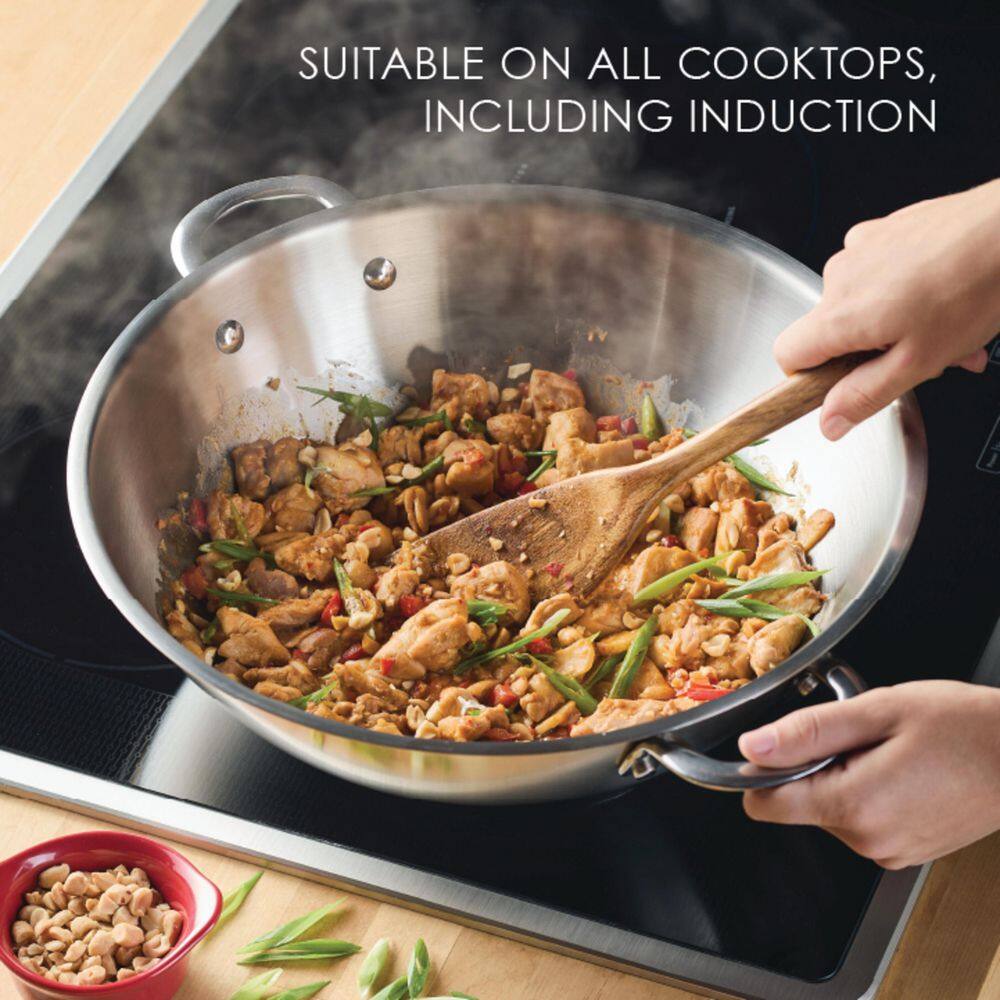 14 in. Professional Stainless Steel Induction Wok, Silver - Hercitys