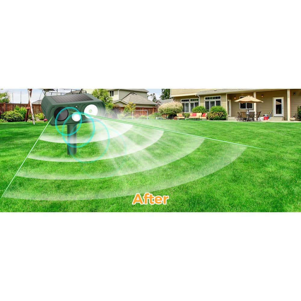 5-Watt Solar Electronic Outdoor Dogs, Cat, Coyote, Deer, Racoon, Skunk Ultrasonic Waterproof Motion Detection Repellent - Hercitys