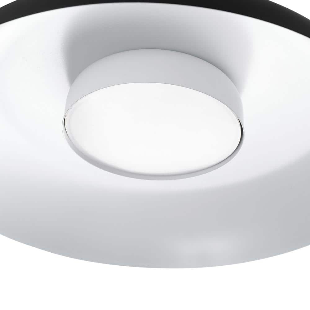 12.5 in. 21-Watt Modern Matte Black Integrated LED Flush Mount Ceiling Light with Black Metal Shade - Hercitys