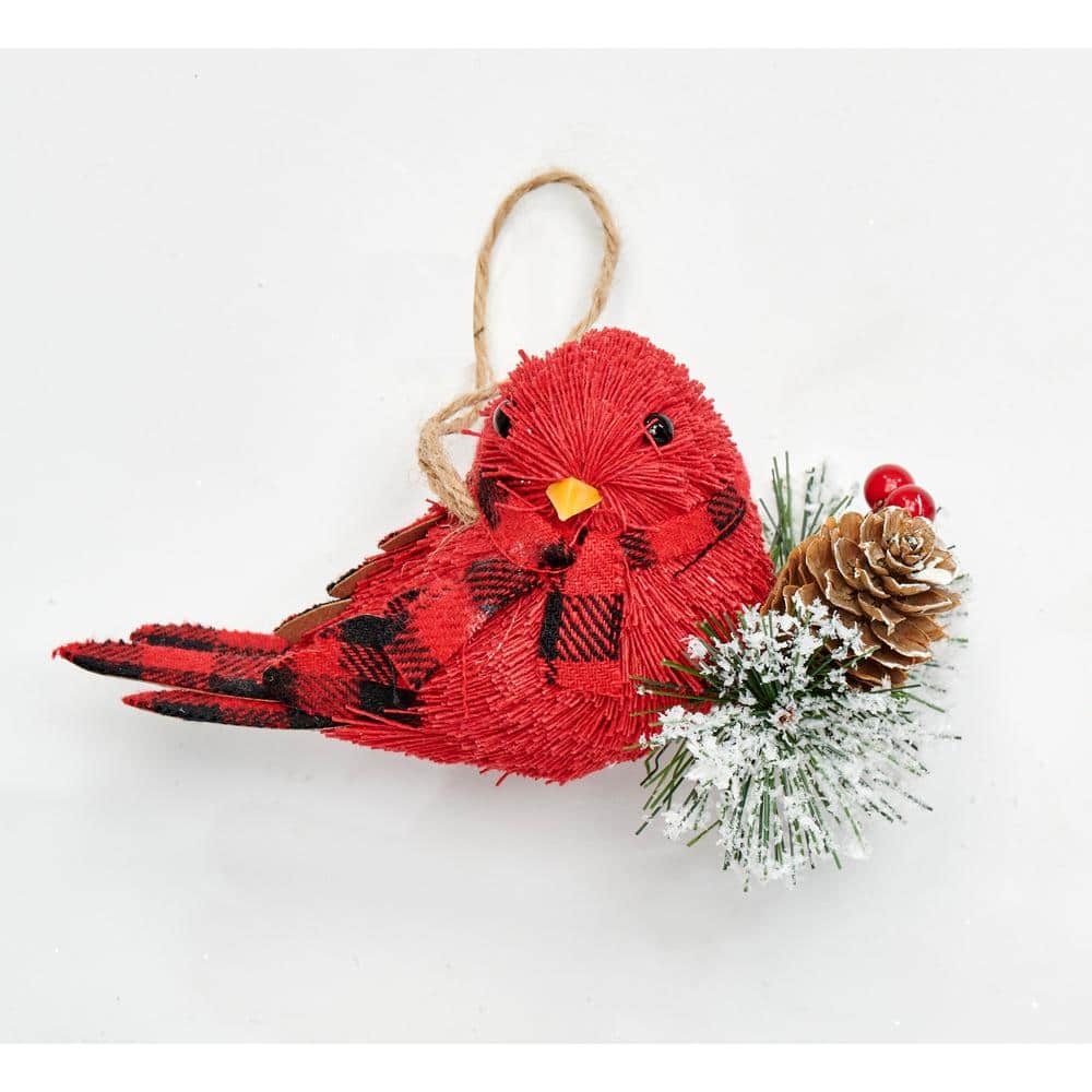 3 in. Cardinal Ornament with Pine Needle (Set of 3) - Hercitys
