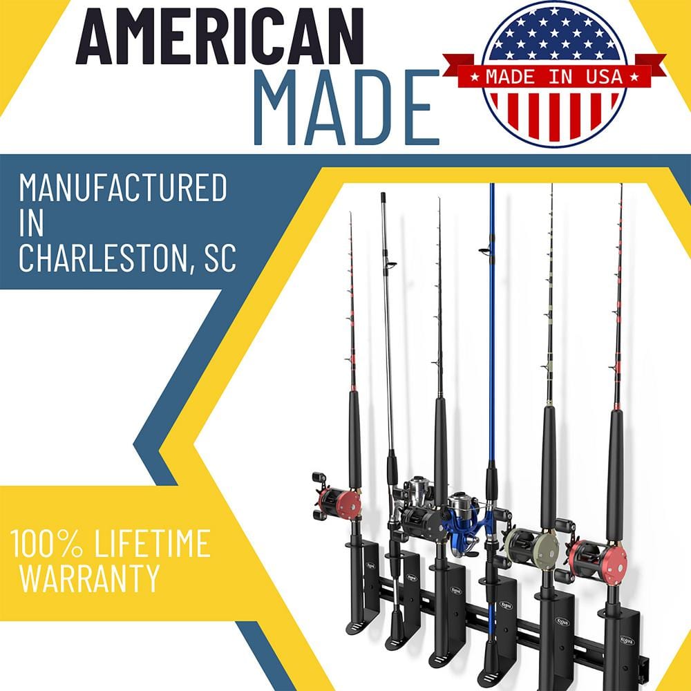 500 lbs 6 Spinning Adjustable Fishing Pole Wall Mounted Racks - Hercitys