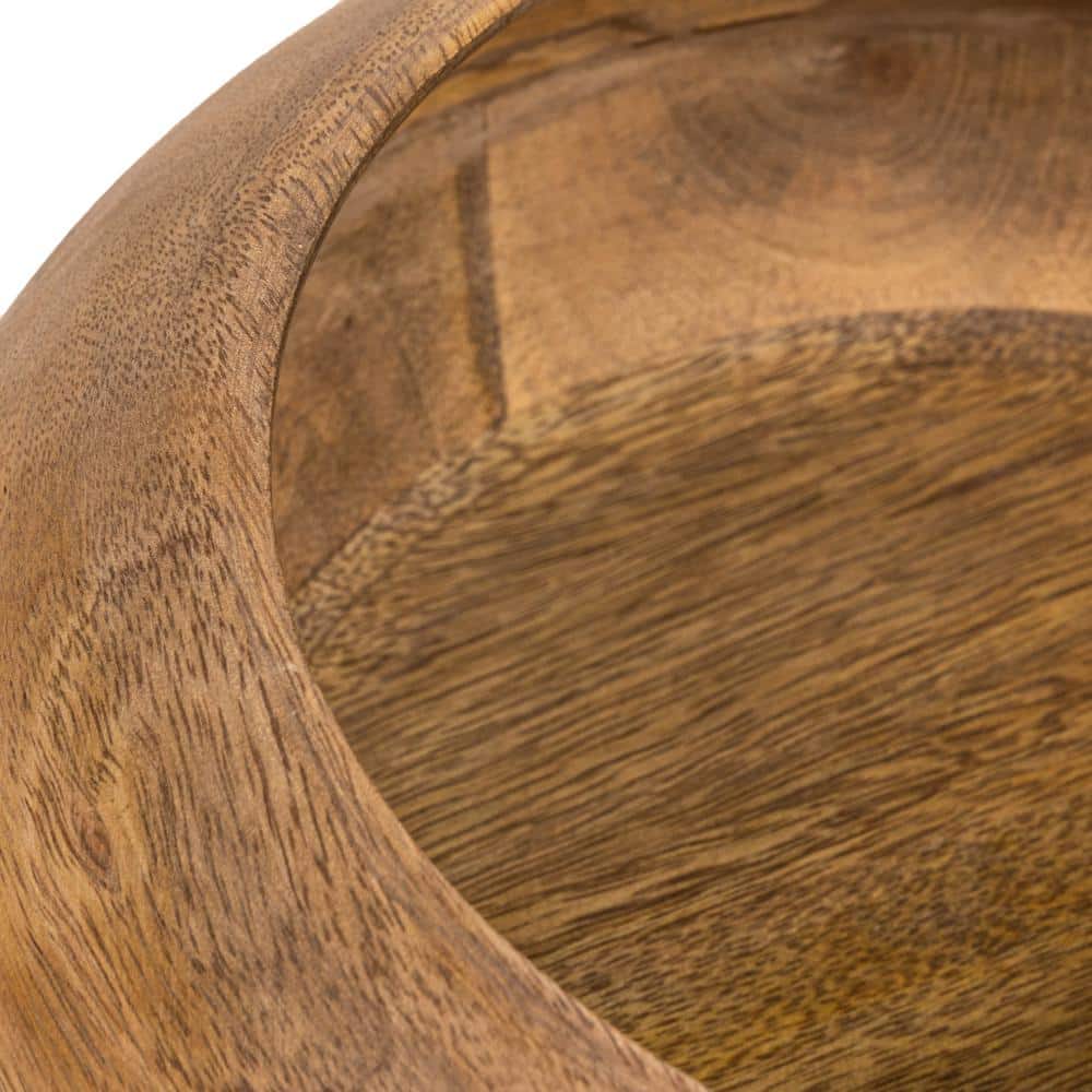 168 fl. oz. 9.25 in. Natural Brown Mango Wood Serving Bowls (Set of 1) - Hercitys