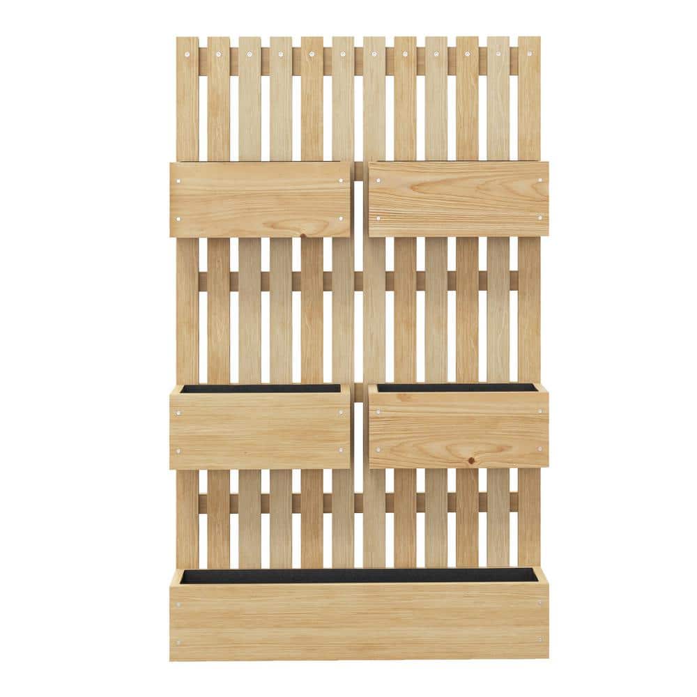 5-Box Raised Garden Bed with Trellis – Adjustable Wall-Mounted Wood Planter Set for Climbing Plants and Flowers - Hercitys