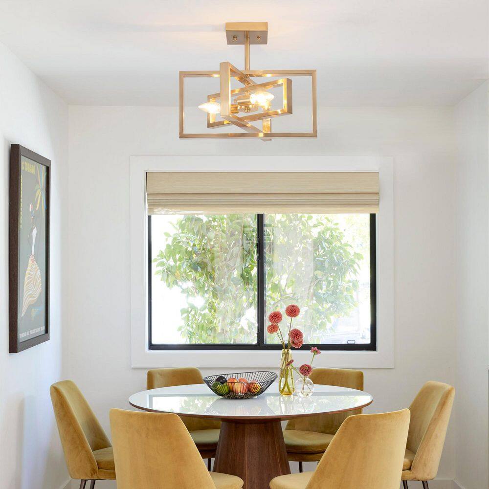 15.8 in. 3-Light Brass Semi- Flush Mount - Hercitys