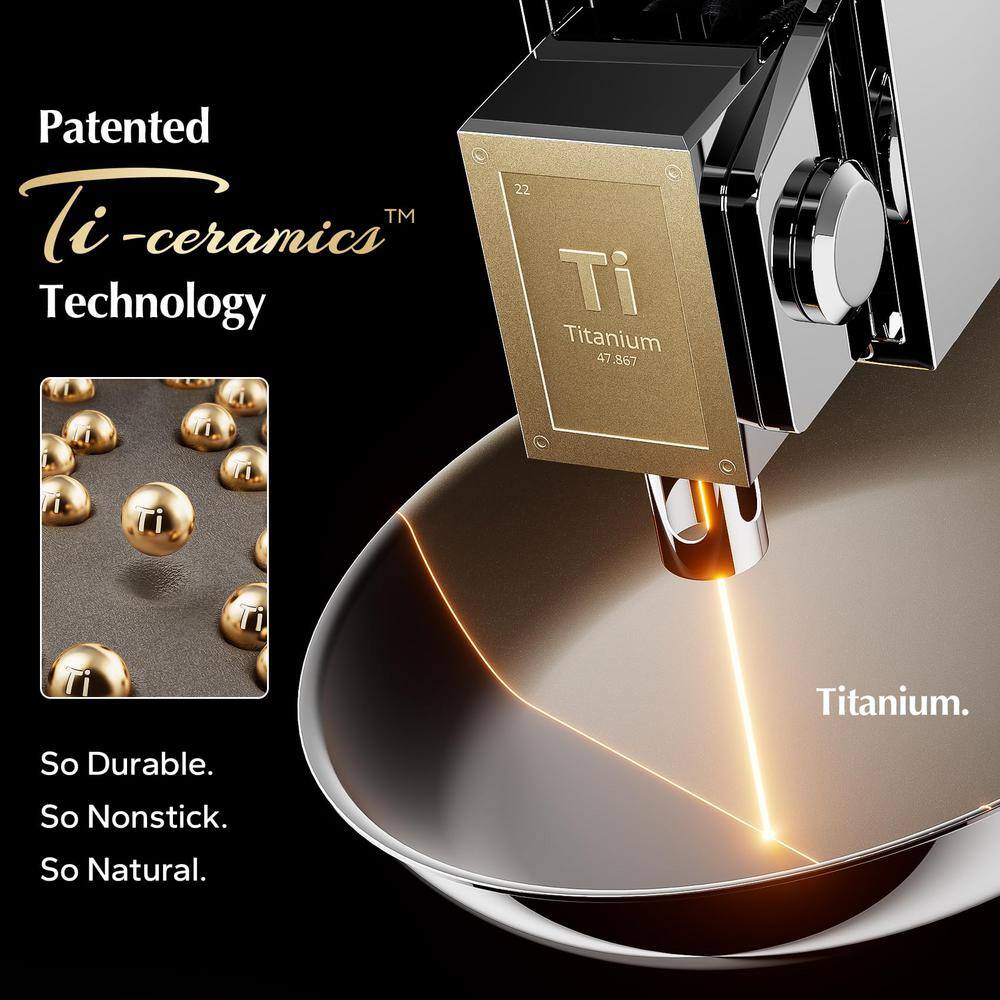 11.5 in. Stainless Steel Titanium Ceramic Nonstick Coating Frying Pan with Stainless Steel Stay Cool Ergonomical Handle - Hercitys