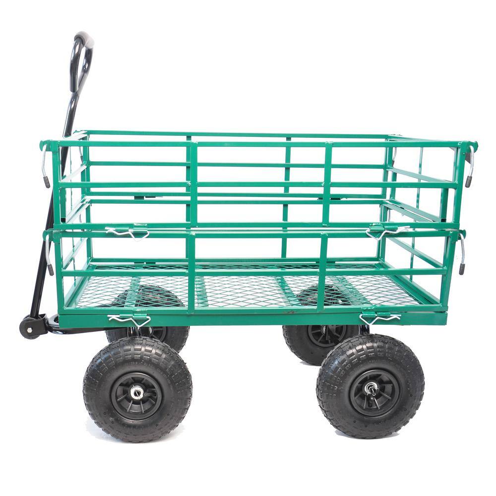 14 cu. ft. Steel Folding Shopping Beach Garden Cart in Green - Hercitys