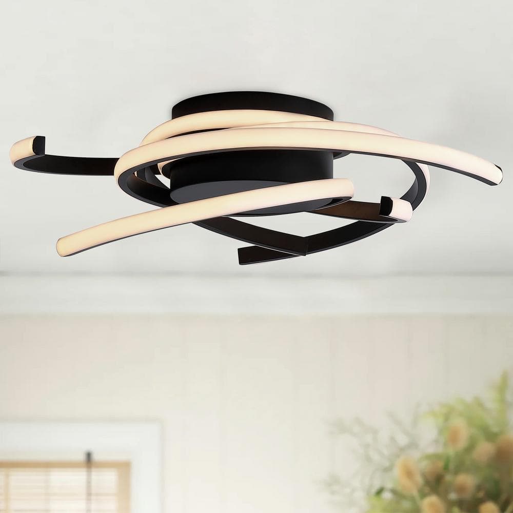 22 in. 1-Light Modern Linear LED Flush Mount Ceiling Lighting Fixtures - Hercitys