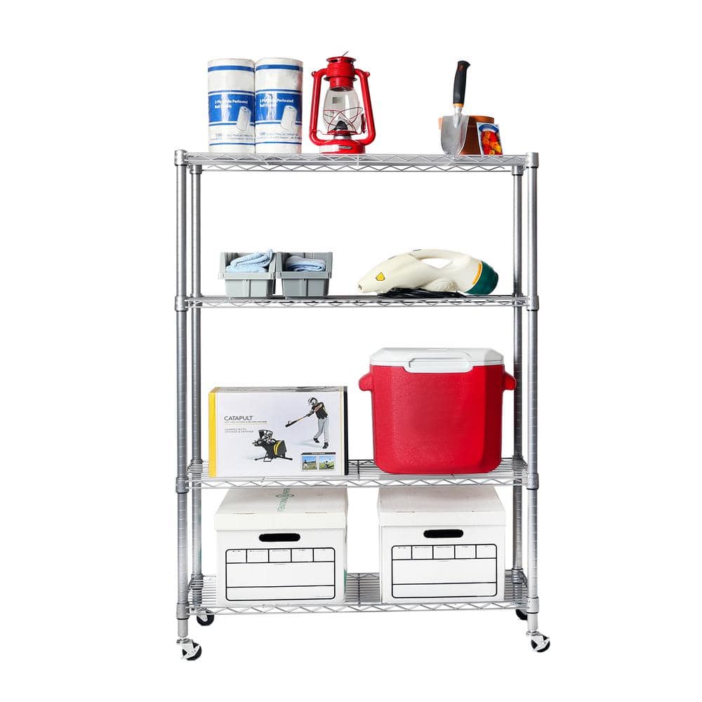 4-Tier Steel Wire Shelving System in Silver (36 in. W x 14 in. D x 56.5 in. H) - Hercitys