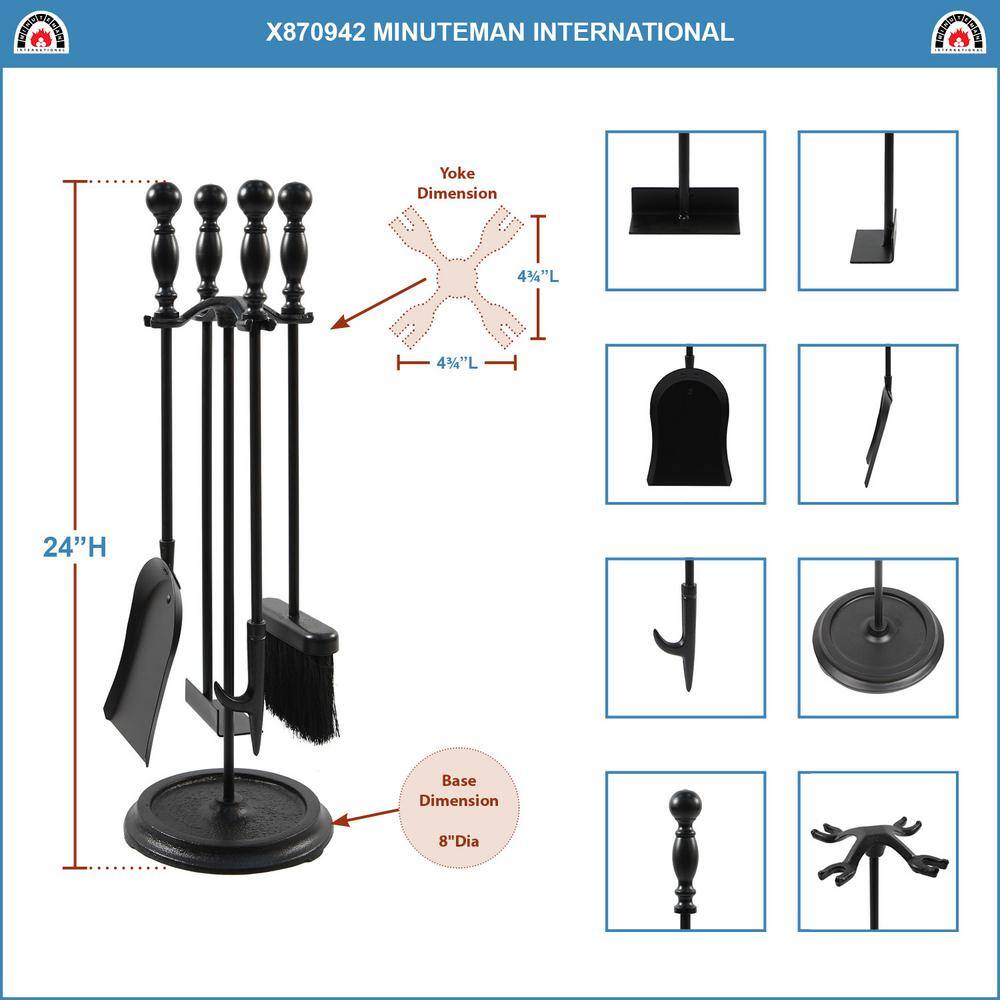 24 in. Tall 5-Piece Black Bolton Mini Fireplace Tool Set - Hercitys