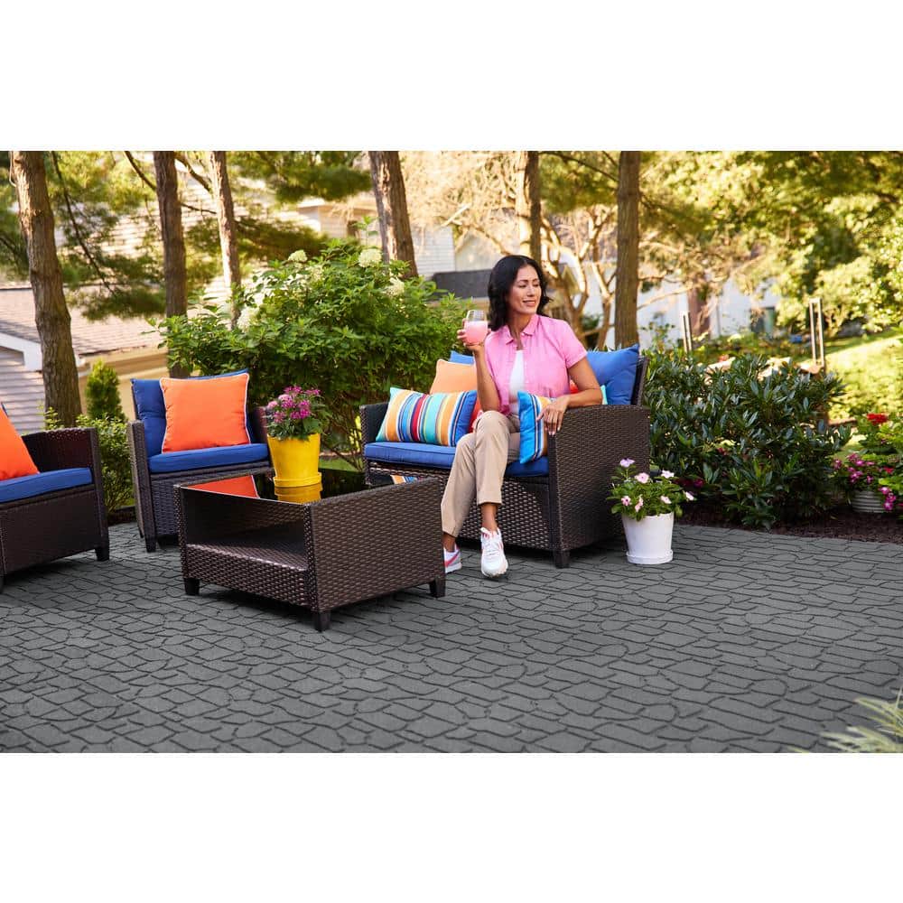 24 in. x 12 in. x 5/8 in. Gray Interlocking Dual-Sided Rubber Paver (9-Pack) - Hercitys