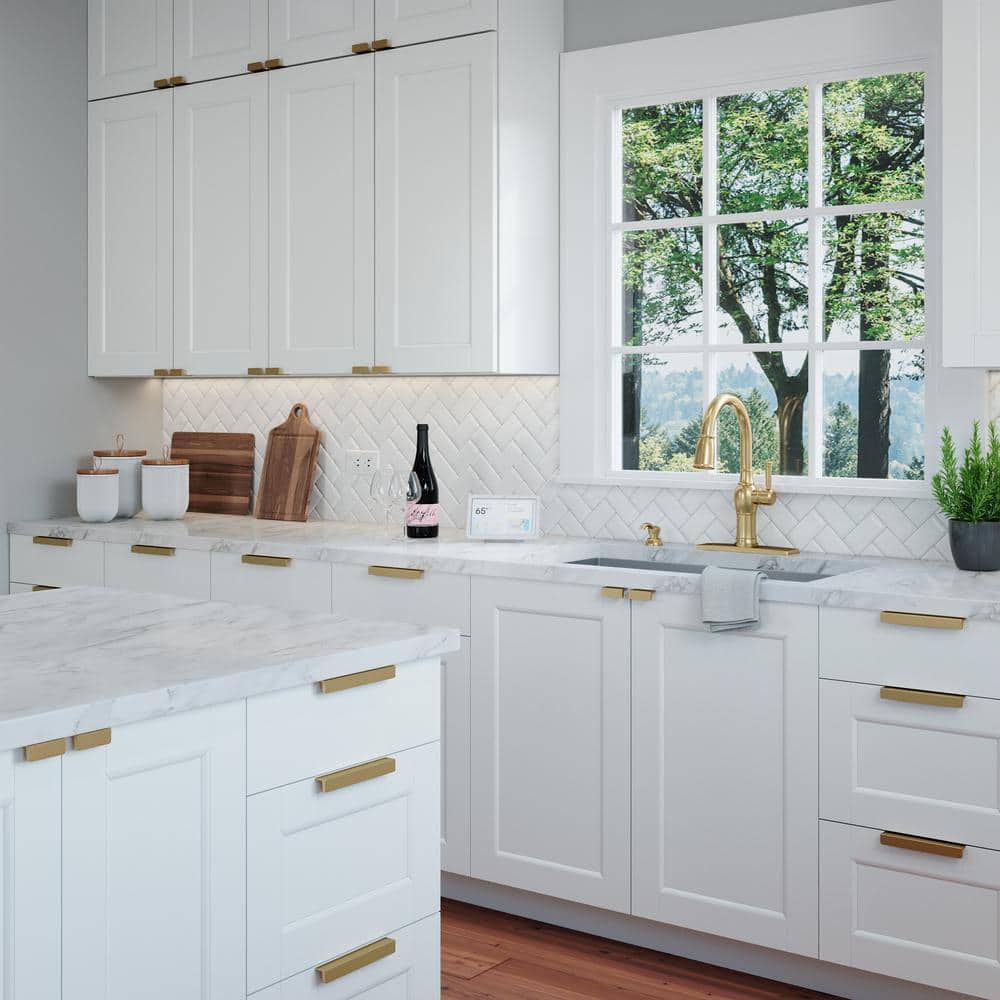 10-Pack Martin 5 in. (127 mm) Center-to-Center Satin Brass Edge Drawer Pull - Hercitys