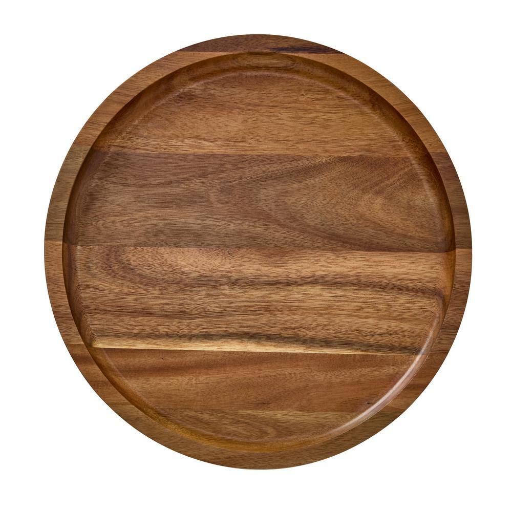 14-in Round Build-a-Board Acacia Cutting Board with Single Compartment and Clear Locking Lid, White - Hercitys