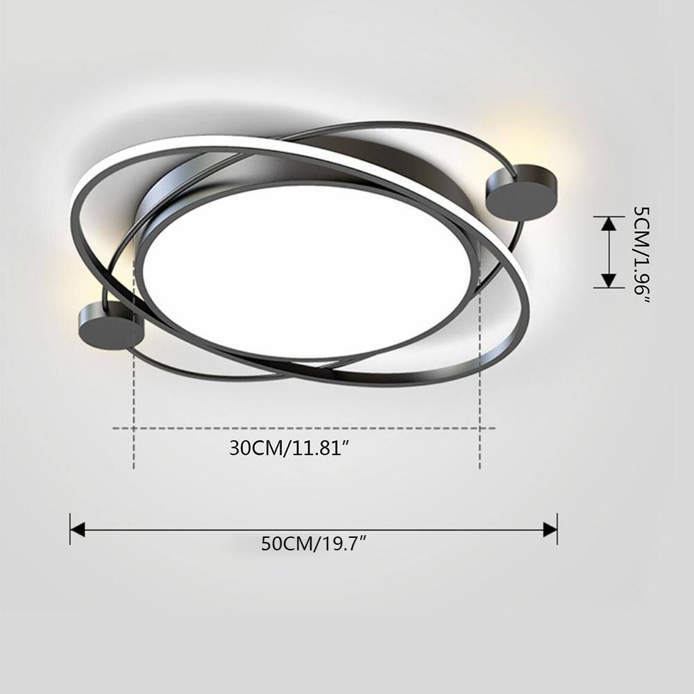 19.7 in. 1-Light Black and White Modern Selectable LED Semi-Flush Mount Ceiling Light with Remote - Hercitys