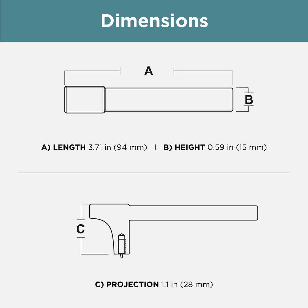 (10-Pack) Modern Track 3-23/32 in. (94 mm) Modern Matte Black T-Shaped Bar Cabinet Knobs - Hercitys