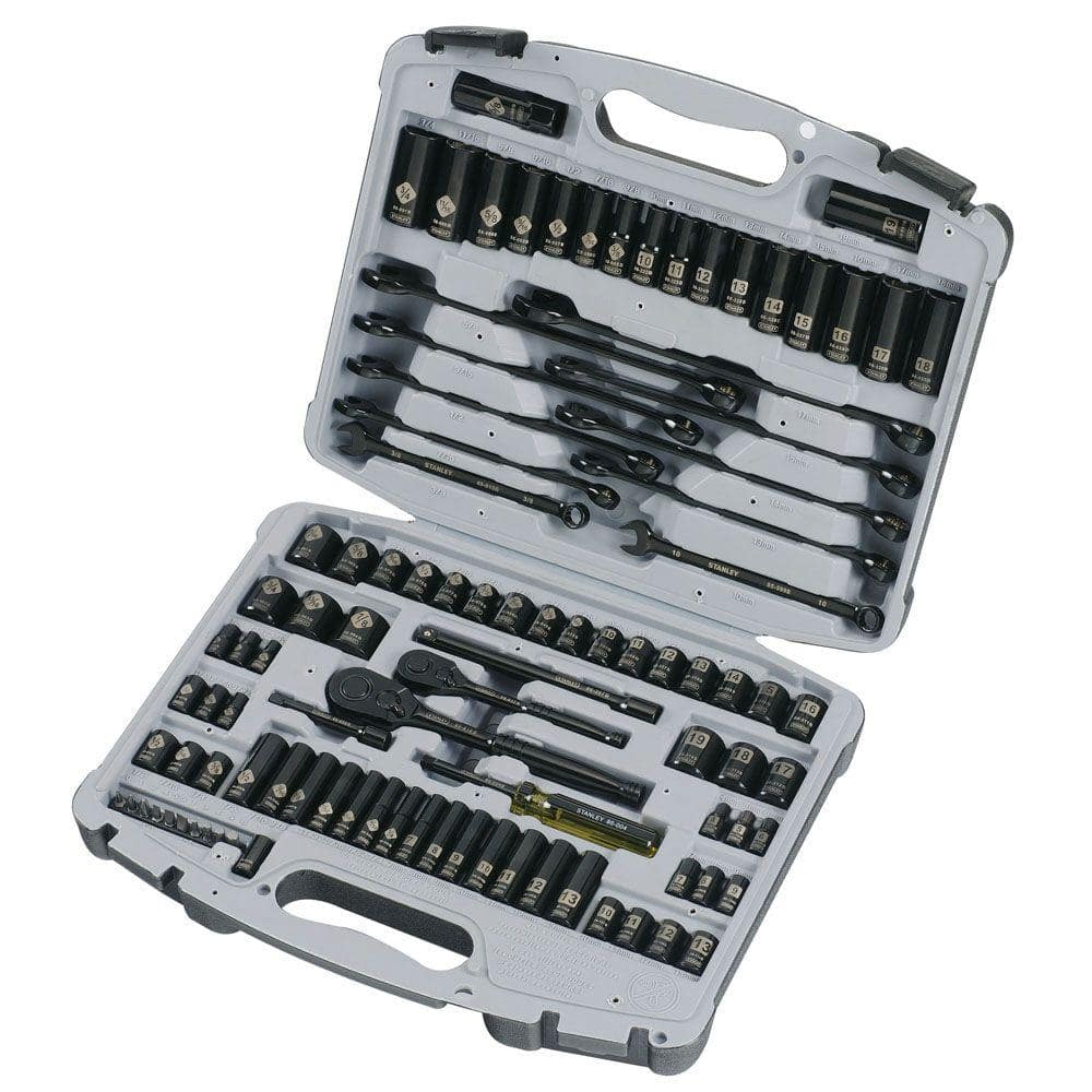 22 in. Cantilever Mobile Tool Box and 1/4 in. and 3/8 in. Drive Black Chrome SAE and Metric Mechanics Tool Set (99 Pc) - Hercitys