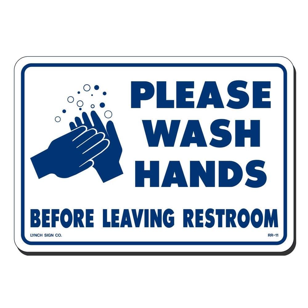 10 in. x 7 in. Please Wash Hands Sign Printed on More Durable, Thicker, Longer Lasting Styrene Plastic - Hercitys