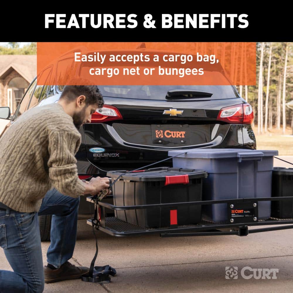 500 lb. Capacity 60 in. x 20 in. Steel Basket Style Hitch Cargo Carrier for 2 in. Receiver - Hercitys