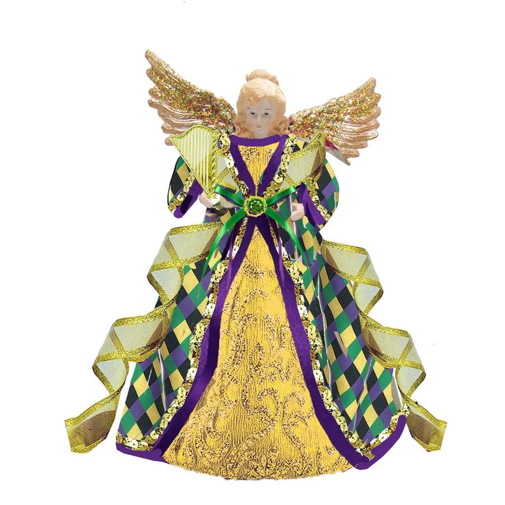 16 in. Mardi Gras Angel Tree Topper - Hercitys