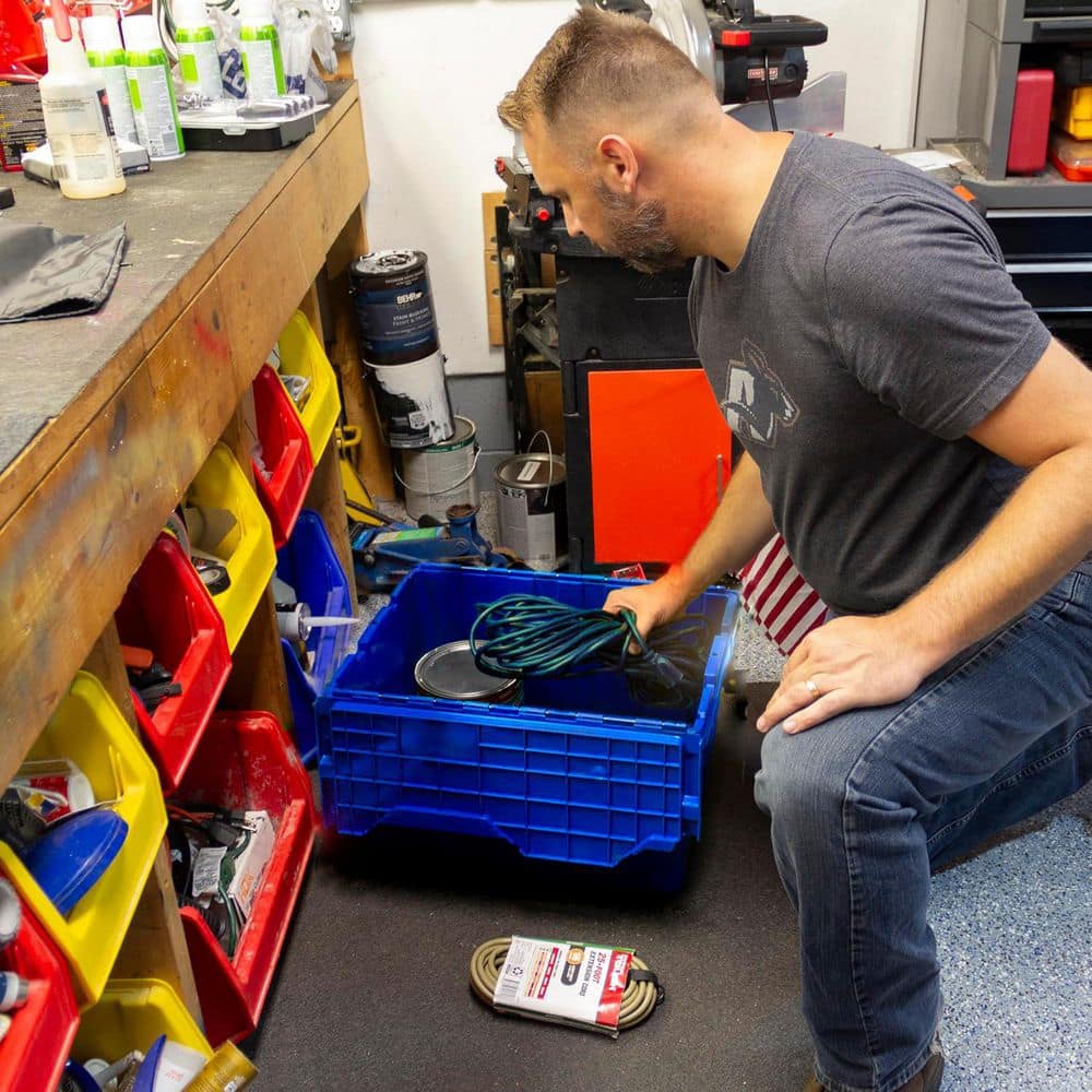 12 Gal. Attached Lid Container in Blue (6-Pack) - Hercitys