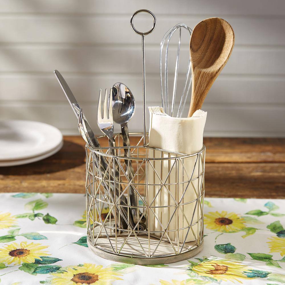 12.5 in. H x 6 in. W x 6 in. D Modern Portable Metal Utensil Caddy - Hercitys
