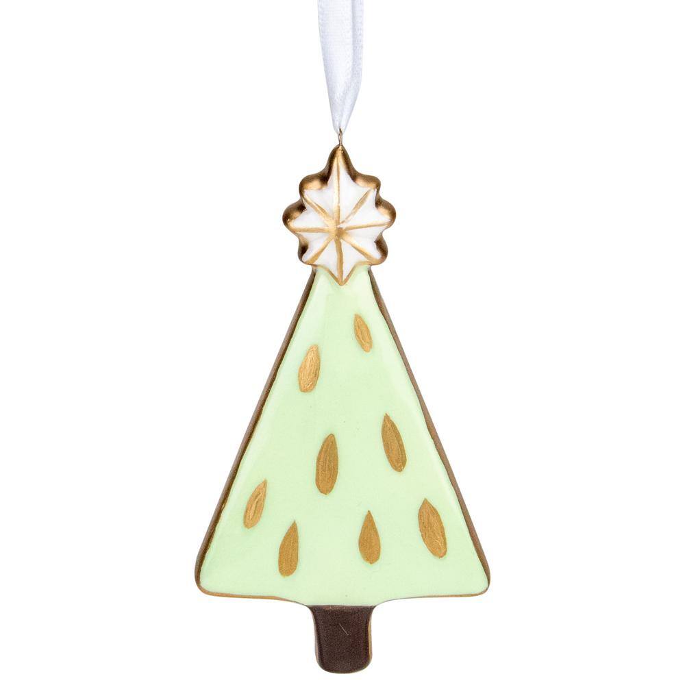 4.5 in. Green and Gold Christmas Tree Hanging Ornament - Hercitys