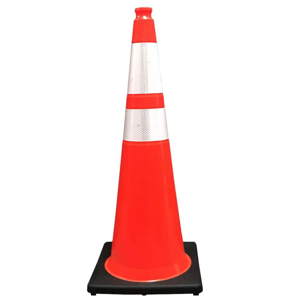 36 in. Orange Traffic Cone with Black Base and 4 in. and 6 in. Reflective Collars 10 lbs. - Hercitys