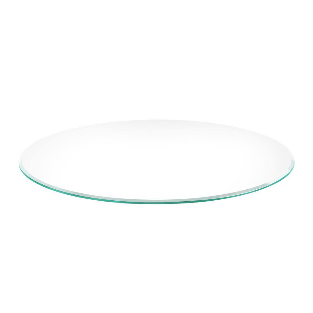 14 in. Clear Round Glass Table Top, 1/2 in. Thickness Tempered Beveled Edge Polished - Hercitys