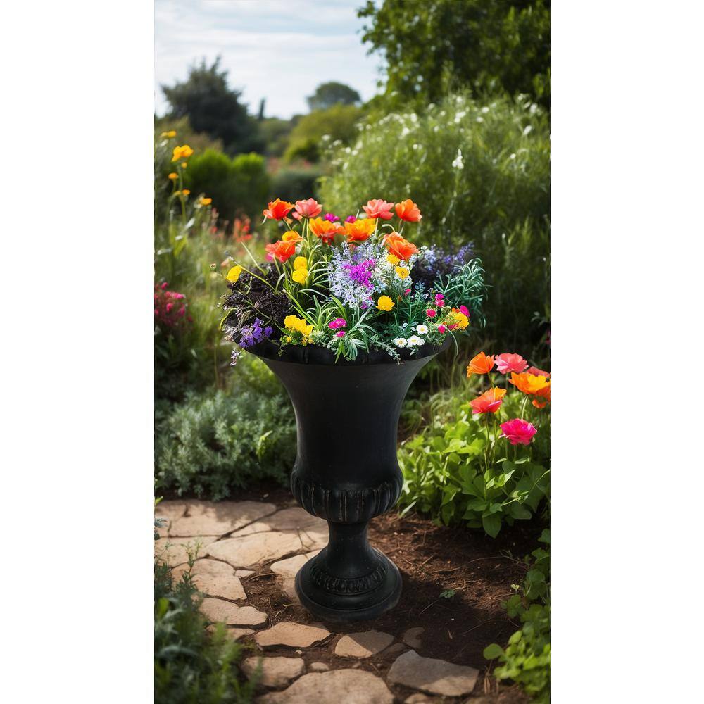 26.5 in. H Aged Charcoal Cast Stone Entrance Urn Planter - Hercitys