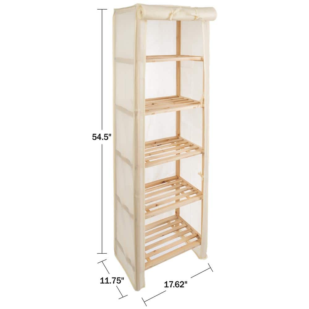 5-Tier Wood Storage Shelving Rack with Removable Cover - Hercitys