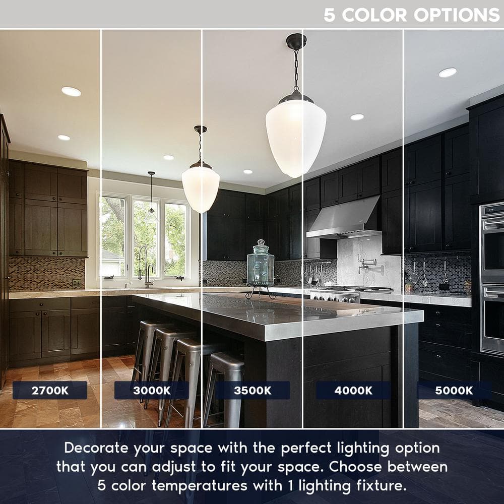 5 in. Modern Flush Mount Ceiling Light Fixture LED Integrated 12-Watt 800LM 5CCT 2700K-5000K Dimmable 2-Pack - Hercitys