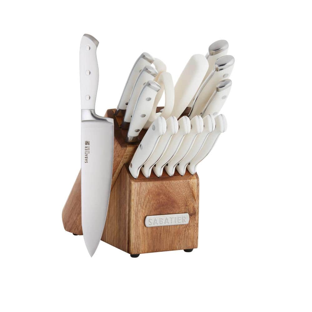 15-Piece Stainless Steel Knife Block Set with Acacia Wood Block - Hercitys