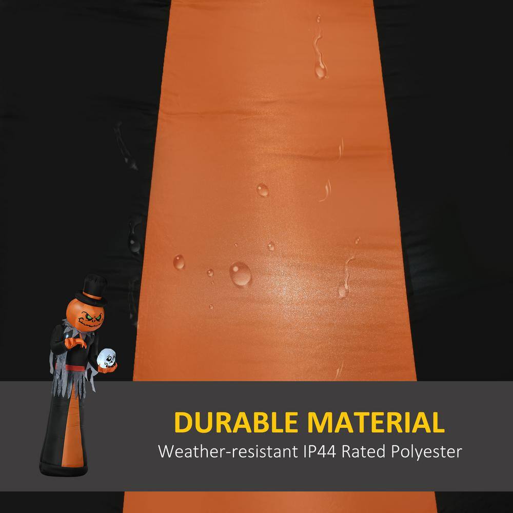 12 ft. LED Pumpkin Reaper with Skeleton Skull Halloween Inflatable - Hercitys