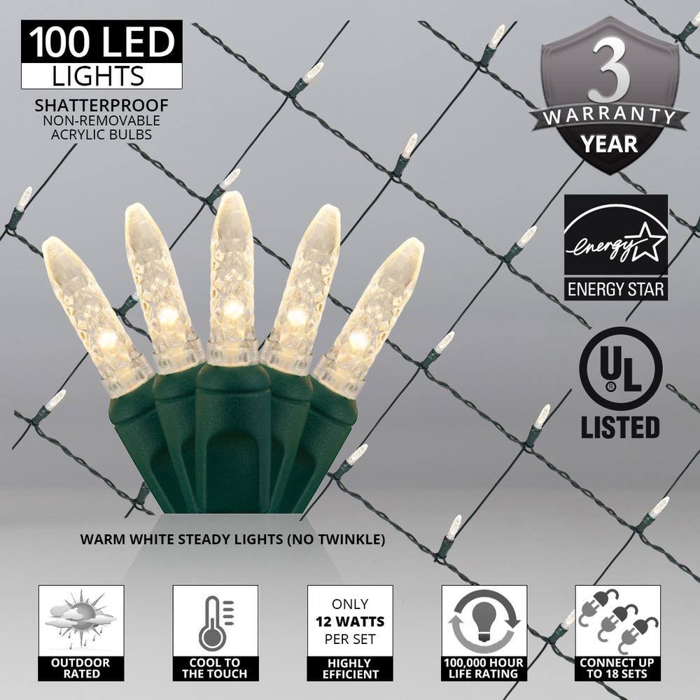 48 in. x 72 in. 100-Light M5 LED Warm White Net Light Set - Hercitys