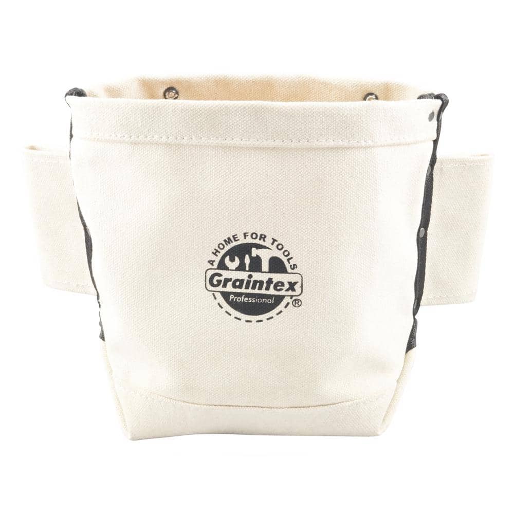 5 in. Large Pocket Nut and Bolt Tool Bag with Tunnel Loops for Belt in Heavy-Duty Canvas - Hercitys