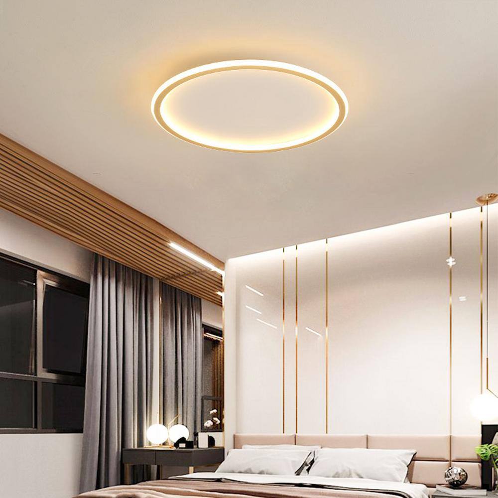 20 in. 1-Light Modern Simple Geometry Black LED Flush Mount Ceiling Light - Hercitys