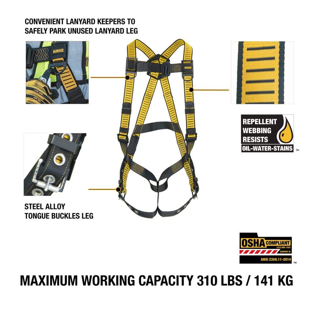 5-Point Fall Protection Harness with Pass-Thru Chest and Tongue Buckle Legs - Hercitys
