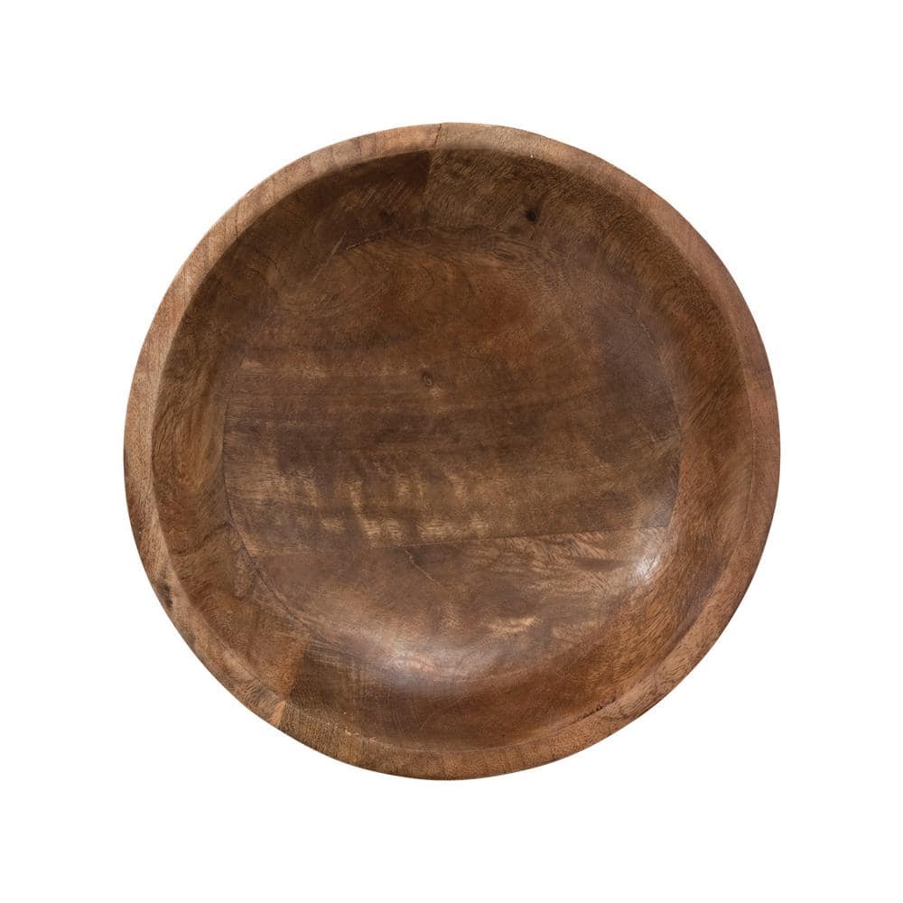 218 fl. oz. 11.5 in. Natural Brown Mango Wood Serving Bowls (Set of 1) - Hercitys