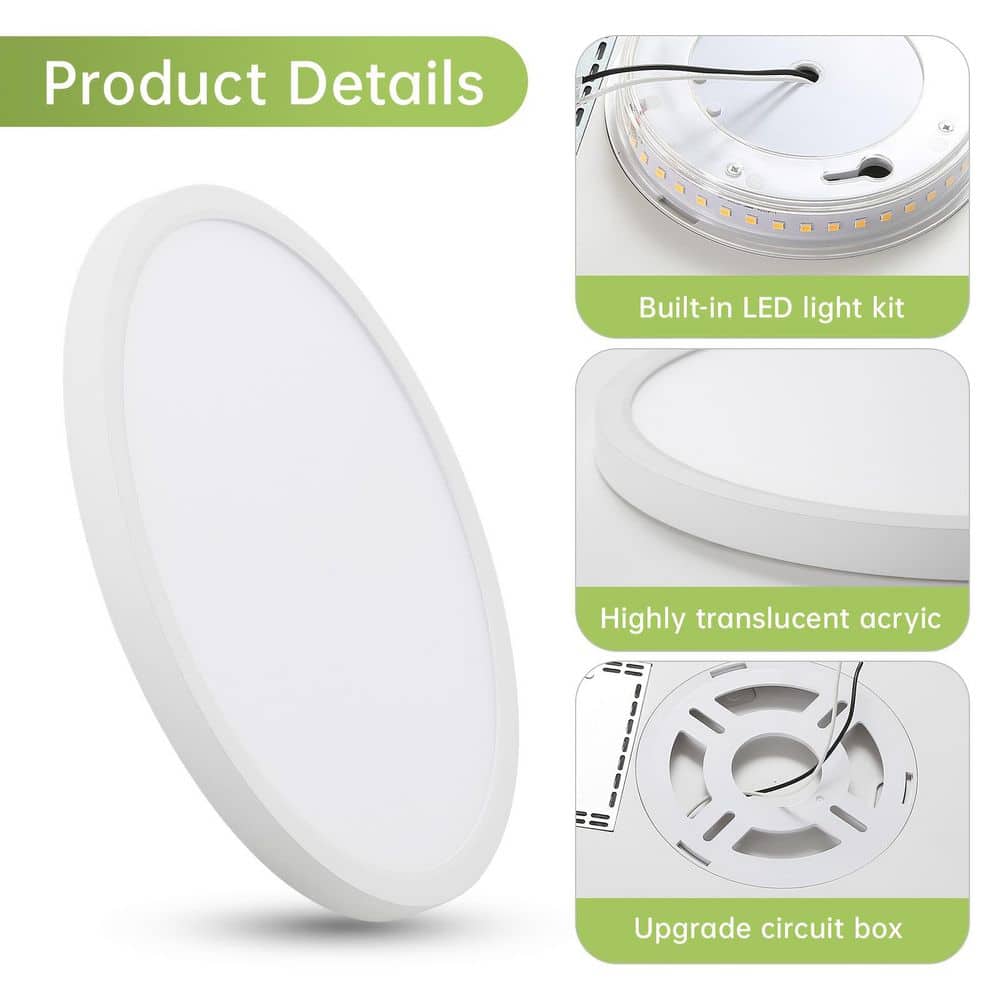 12 in. 20-Watt Modern White LED Integrated Flush Mount with White Acrylic Shade - Hercitys