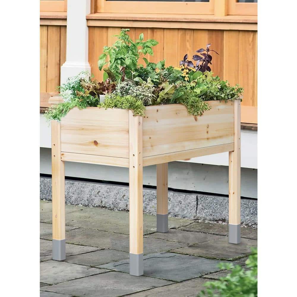 49 in. x 25 in. x 31 in. Wood Raised Garden Bed with Linner – Waterproof Legs - Hercitys