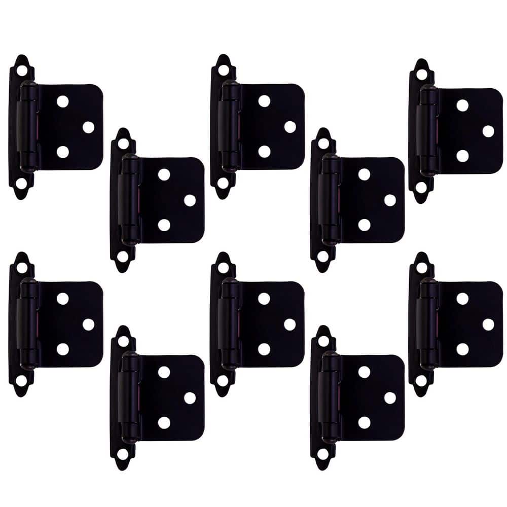 5-Pair Face Frame Full Overlay Self-Closing Matte Black Cabinet Hinge (10-Pieces) - Hercitys