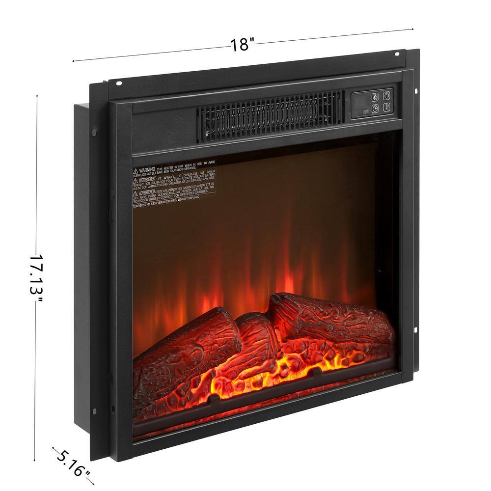 1400W Slim Electric Fireplace Infrared Space Heater, Warm-Air Heating Design with Remote Control and 3D Flames in Black - Hercitys