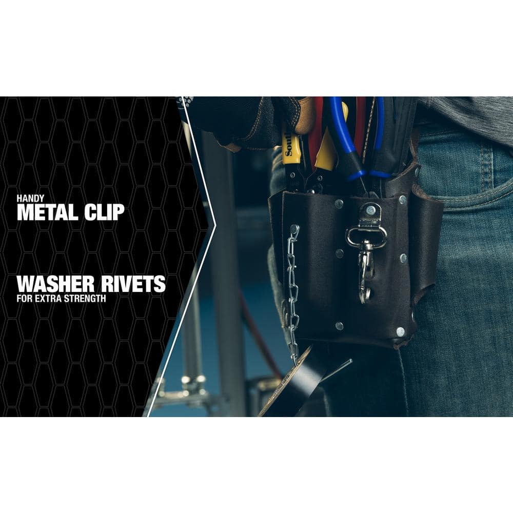 5 Pocket Leather Tool Pouch with Electrical Tape Chain - Hercitys