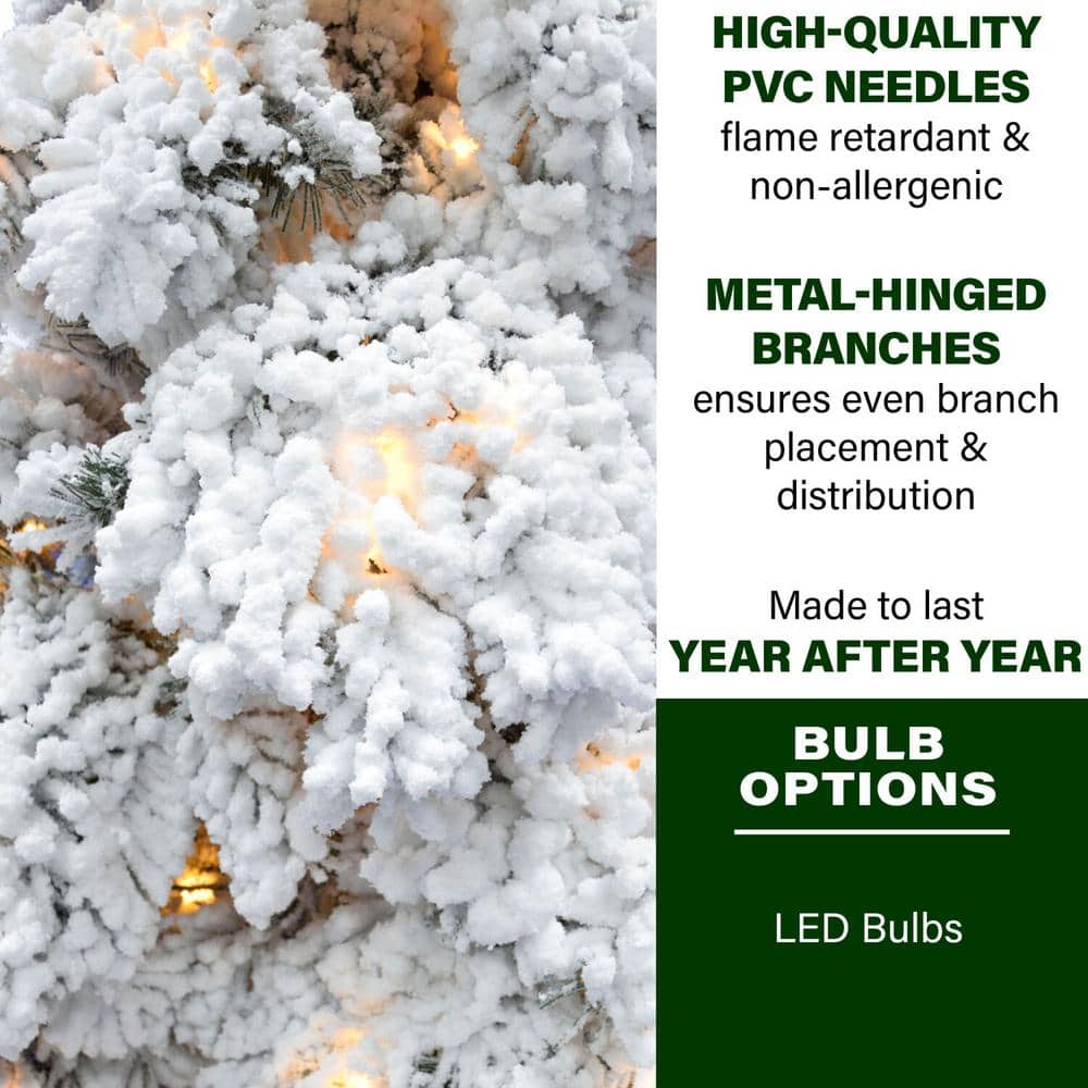 4 ft. Elk PreLit Mountain Snow Flocked Artificial Christmas Tree with Warm White LED Lights - Hercitys