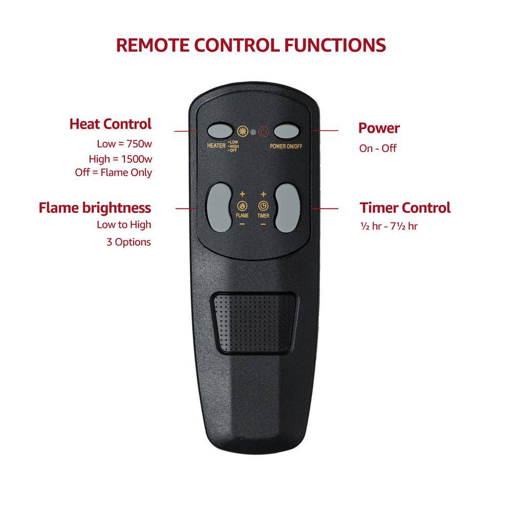 19 in. Freestanding Electric Fireplace in Black with Infrared Remote - Hercitys