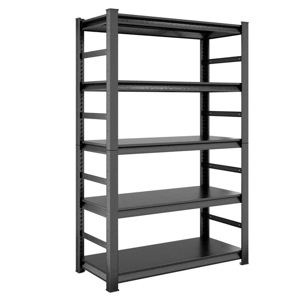 5-Tier 2500lbs Capacity Black Adjustable Heavy Duty Metal Garage Shelving Unit (47.2 in. W x 72 in. H x 23.6 in. D) - Hercitys