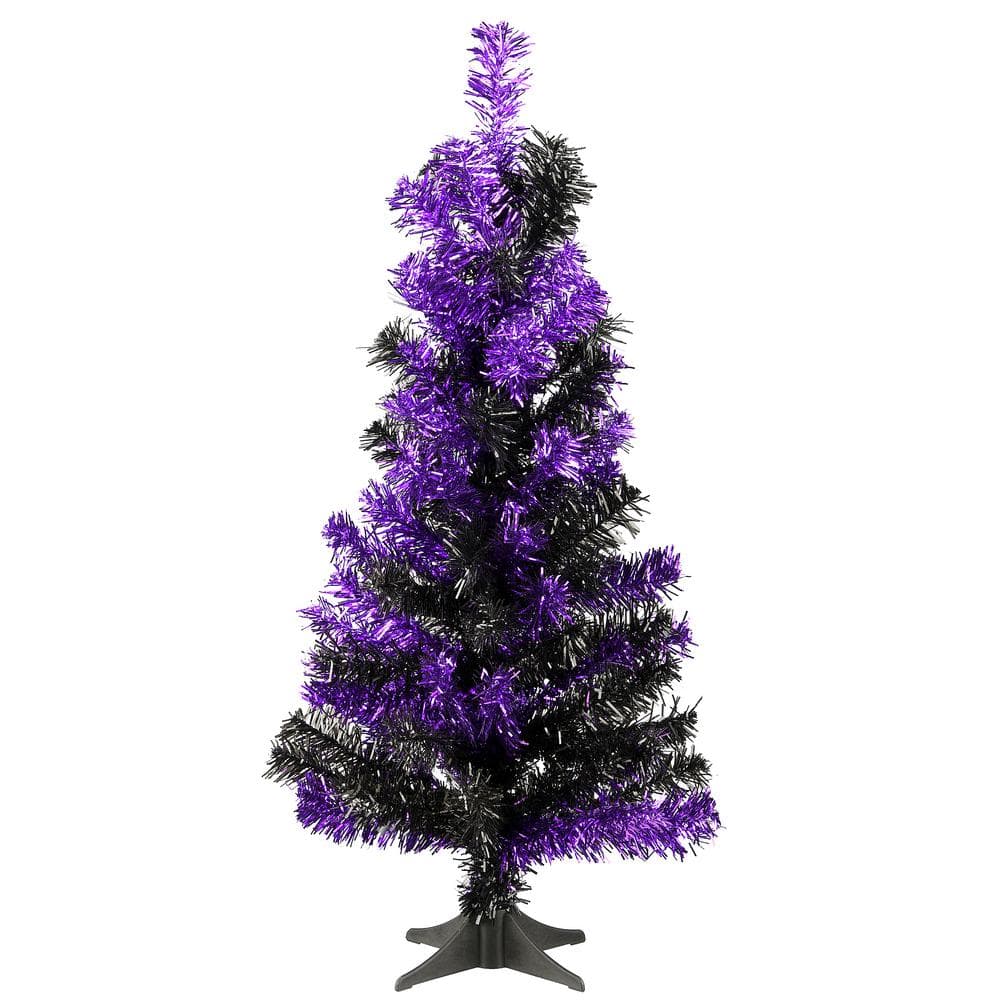2 ft. Black and Purple Tinsel Halloween Tree - Hercitys