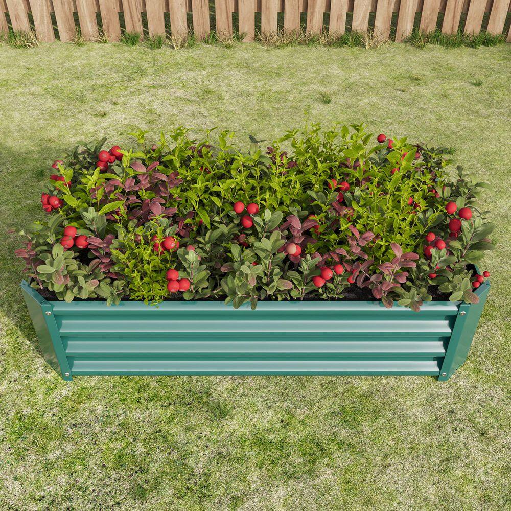 4 x 2 x 1 ft. Green Rectangular Metal Raised Garden Bed - Hercitys